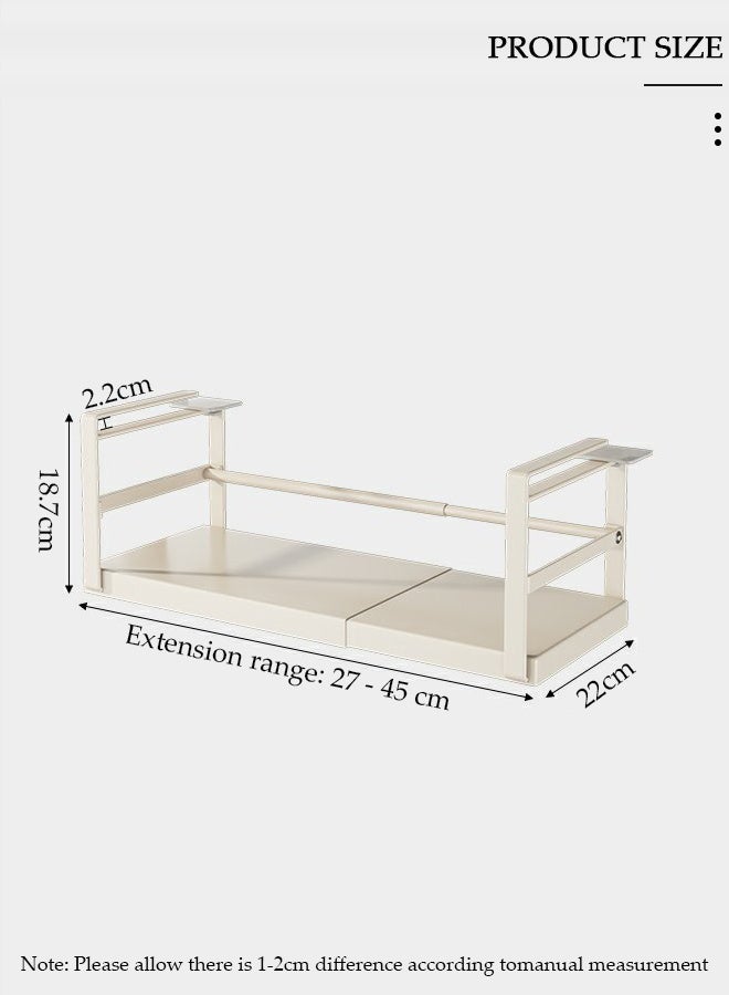 DUNISO سلة تخزين تحت الرف، سلة رف معلقة تنزلق تحت الرفوف، رف سلعي أبيض قابل للسحب، الخزانة المعلقة عمقها 22 بوصة (27 - 45 بوصة طول)، مناسبة لخزانة المطبخ، الخزانة، إلخ - Image 2