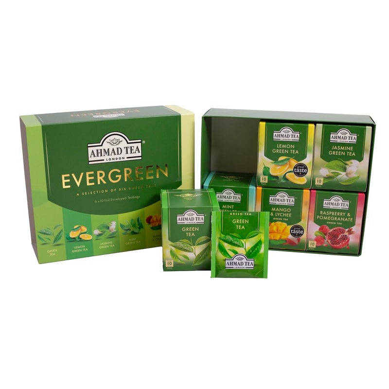 Ahmad Tea Green Tea, Evergreen Selection Pack Teabags, 60 Foil Teabags - Caffeinated & Sugar-Free - Image 4