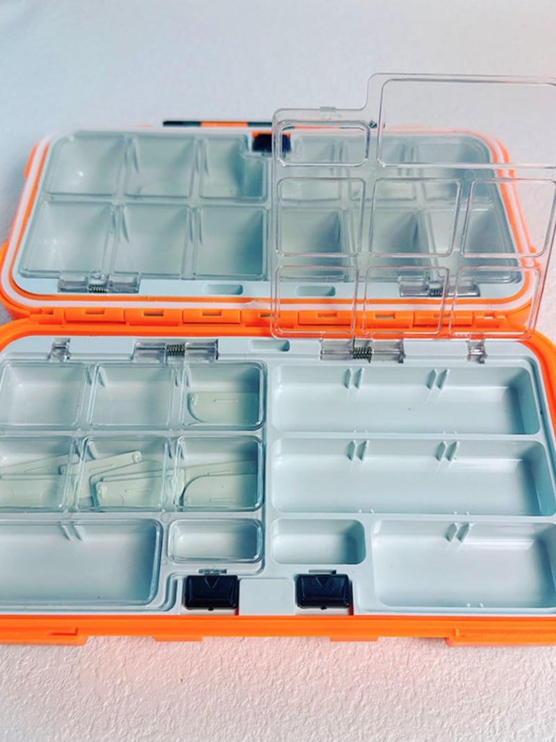 Tcakelox Fishing Tackle Box, Storage Double-Sided Lure Box with 15 Adjustable Dividers Jewelry Organizer Making Kit Container for Earring Tool Lure Hook Beads Storage Leakproof Bait Storage. - Image 5