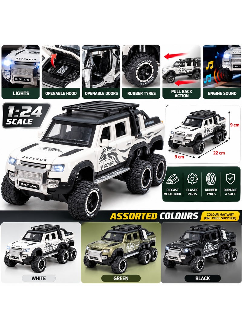 Land Rover Defender 6x6 Diecast Toy Car 1:24, 22 cm, Light & Sound | Assorted Colours | 01 Pcs - Image 3