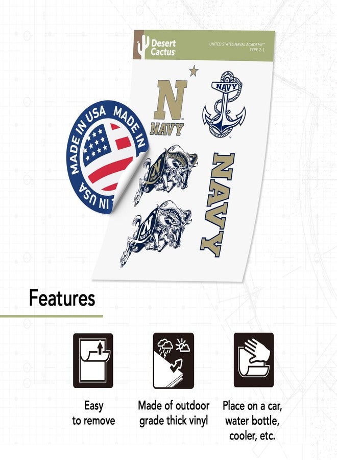Desert Cactus United States Naval Academy Sticker Midshipmen Navy Vinyl Decals Laptop Water Bottle Car Scrapbook Sheet T2 (Type 2) - Image 4