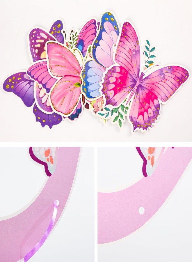 BlingRoKi Butterfly Birthday Banner Party Decorations Pre-strung Birthday Garland for Women & Girls Colorful Hanging Swirls Decorations Ceiling Decor for Girl Women Party (Butterfly) - Image 2