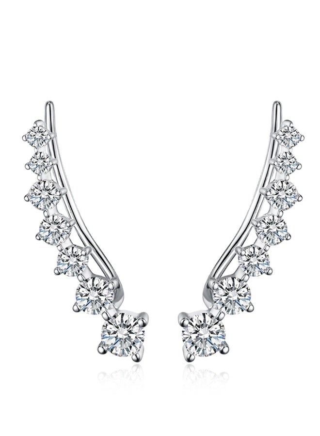 أقراط أذن زاحفة مرصعة بالزركونيا المكعبة مطلية بالذهب عيار 14 قيراطًا، وأقراط أذن دائرية متسلقة، وأقراط غضروفية للثقب - Image 1