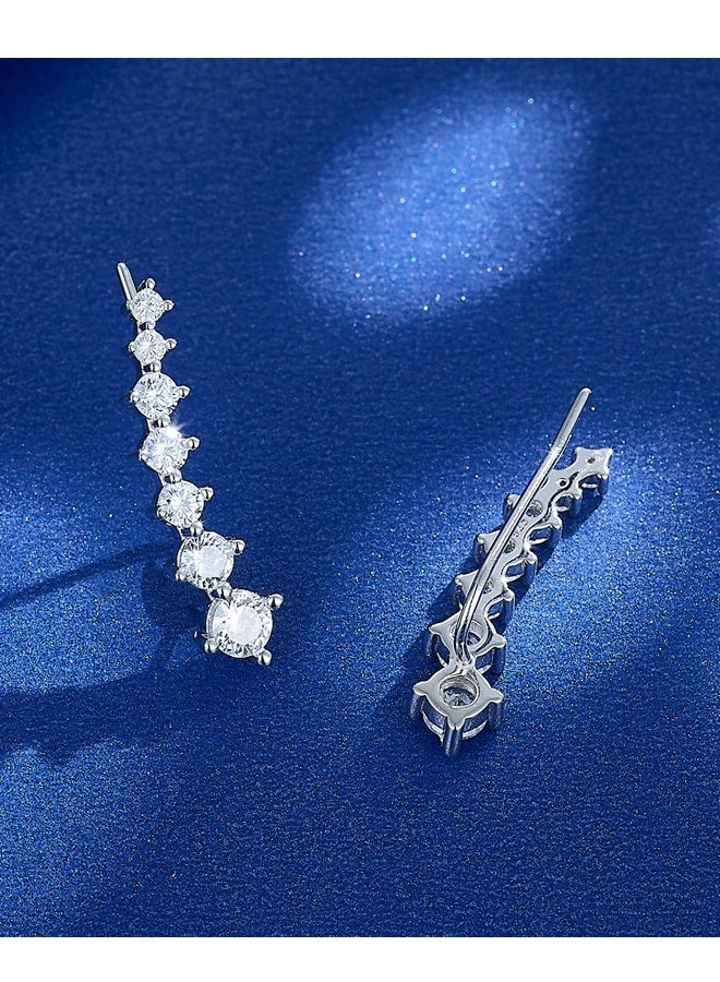 أقراط أذن زاحفة مرصعة بالزركونيا المكعبة مطلية بالذهب عيار 14 قيراطًا، وأقراط أذن دائرية متسلقة، وأقراط غضروفية للثقب - Image 5