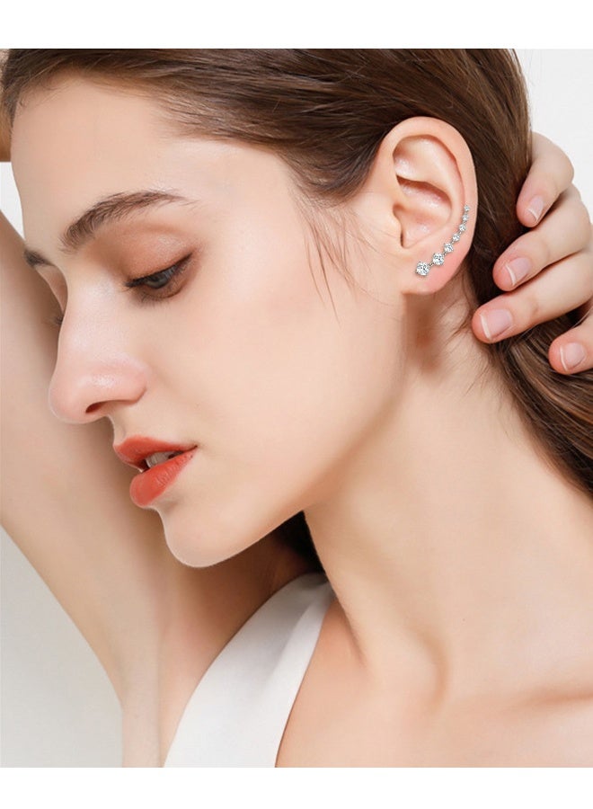 أقراط أذن زاحفة مرصعة بالزركونيا المكعبة مطلية بالذهب عيار 14 قيراطًا، وأقراط أذن دائرية متسلقة، وأقراط غضروفية للثقب - Image 3