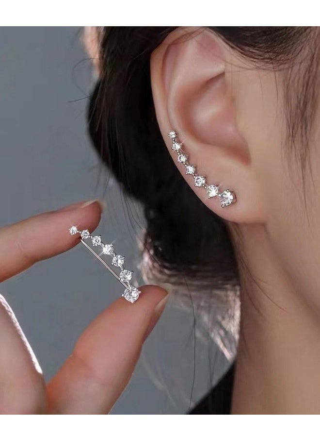 أقراط أذن زاحفة مرصعة بالزركونيا المكعبة مطلية بالذهب عيار 14 قيراطًا، وأقراط أذن دائرية متسلقة، وأقراط غضروفية للثقب - Image 2