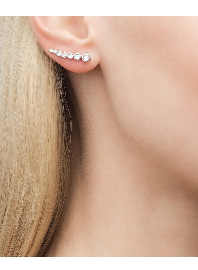 أقراط أذن زاحفة مرصعة بالزركونيا المكعبة مطلية بالذهب عيار 14 قيراطًا، وأقراط أذن دائرية متسلقة، وأقراط غضروفية للثقب - Image 4