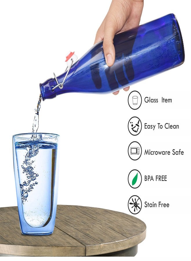 Pure Source India Glass water Bottle Airtight 1000 ml, 1 Piece, Blue - Image 4