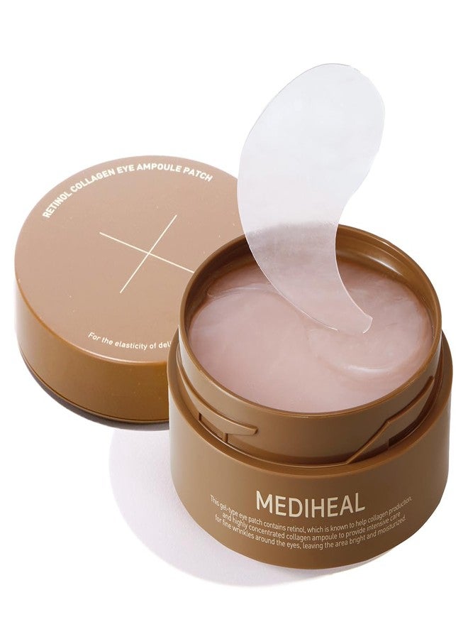 Mediheal Retinol Collagen Under Eye Patches - Korean Hydrogel Eye Pads (60 patches) with 95% Retinol & 5 Micro Collagen. Nourishing & Non Irritating Eye Gel Mask. Sealing Cap & Spatula Included. - Image 1