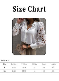 Shirt for Women, Satin Lace Blouse, Classic V Neck Lapel Design, Long Sleeve Cuffs Tightened Button Open and Close Fashion Top, White - pzsku/Z8B15B4A9B8CAF11A3D42Z/45/_/1730710197/6237637d-bd8a-4c4c-bdee-9ee05b9ff430