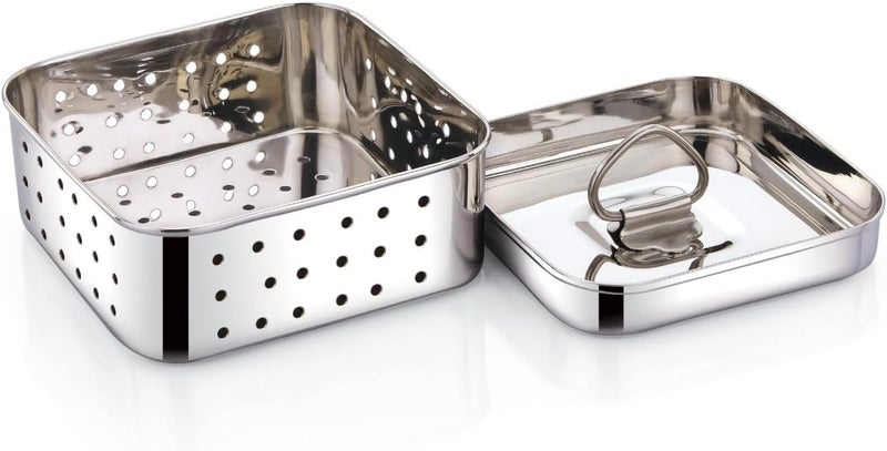 FOMQUAZLI Stainless Steel Paneer Maker | Homemade Paneer Press with Lid | Quality Paneer Making Mould with Drain Holes for Fresh Paneer Cheese & Tofu | Easy to Use Durable Kitchen Tool 550ML - Image 2