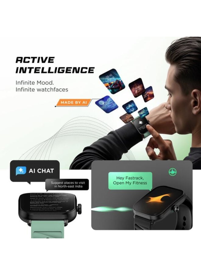 fastrack MYND - Unisex Smartwatch - 4.9 cm AMOLED Display, AI Watchface, BT Calling IP68 Smartwatch, AI Chat, Offline Voice Commands Green - Image 5