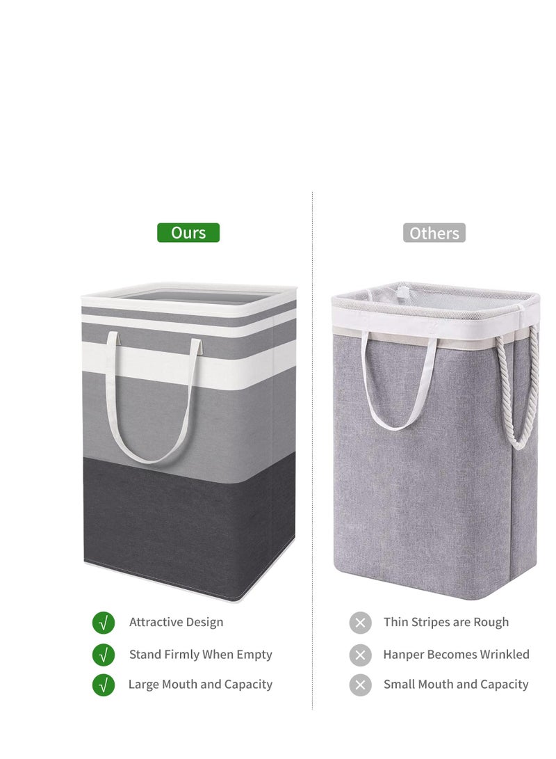 2PCS Large Laundry Basket,80L Collapsible Large Laundry Baskets with Easy Carry Handles Freestanding Waterproof Clothes Hamper Storage Basket for Toys Clothes Organizer(Gradient Grey). - Image 3