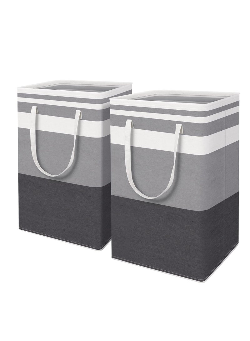 2PCS Large Laundry Basket,80L Collapsible Large Laundry Baskets with Easy Carry Handles Freestanding Waterproof Clothes Hamper Storage Basket for Toys Clothes Organizer(Gradient Grey). - Image 1