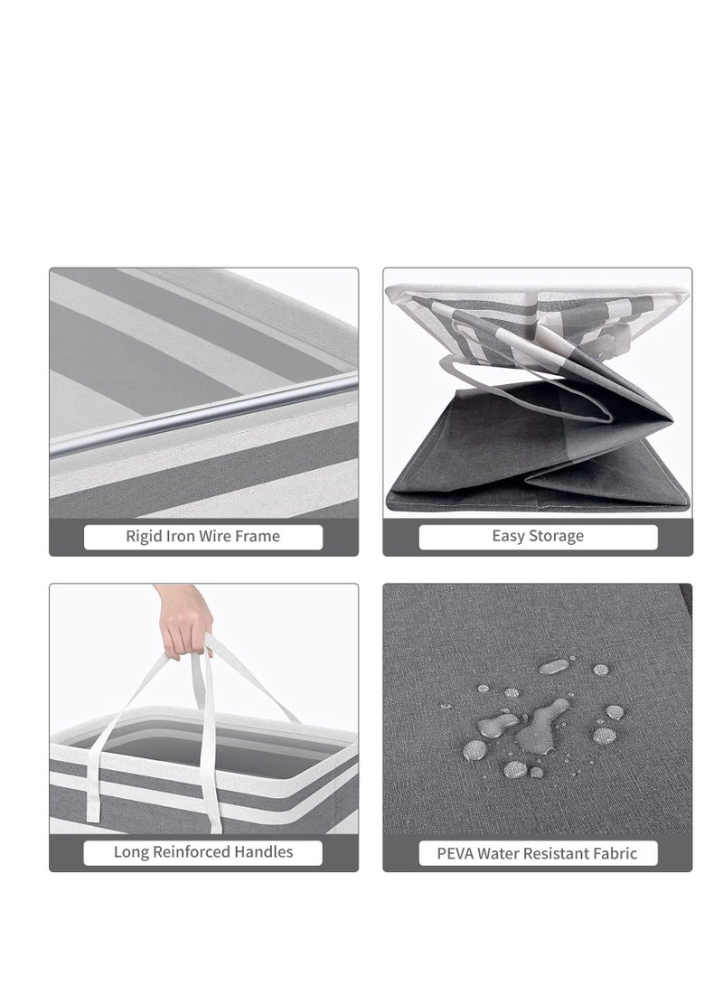 2PCS Large Laundry Basket,80L Collapsible Large Laundry Baskets with Easy Carry Handles Freestanding Waterproof Clothes Hamper Storage Basket for Toys Clothes Organizer(Gradient Grey). - Image 4