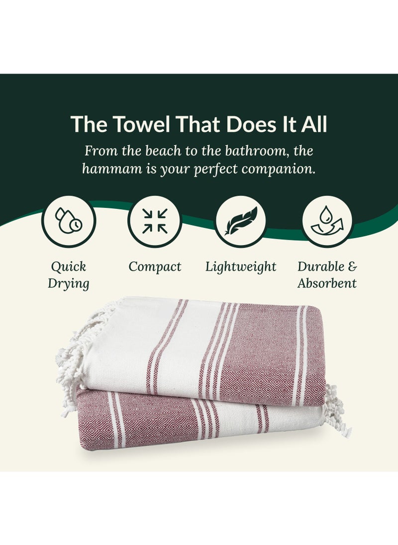 Cloud Scape Linen Turkish Beach Towel Set of 2, 39x71 inches Oversized Lightweight 100% Cotton Hammam Towel, Fire Brick  - Image 3