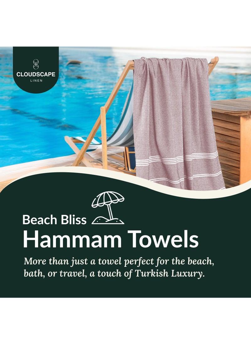 Cloud Scape Linen Turkish Beach Towel Set of 2, 39x71 inches Oversized Lightweight 100% Cotton Hammam Towel, Fire Brick  - Image 2