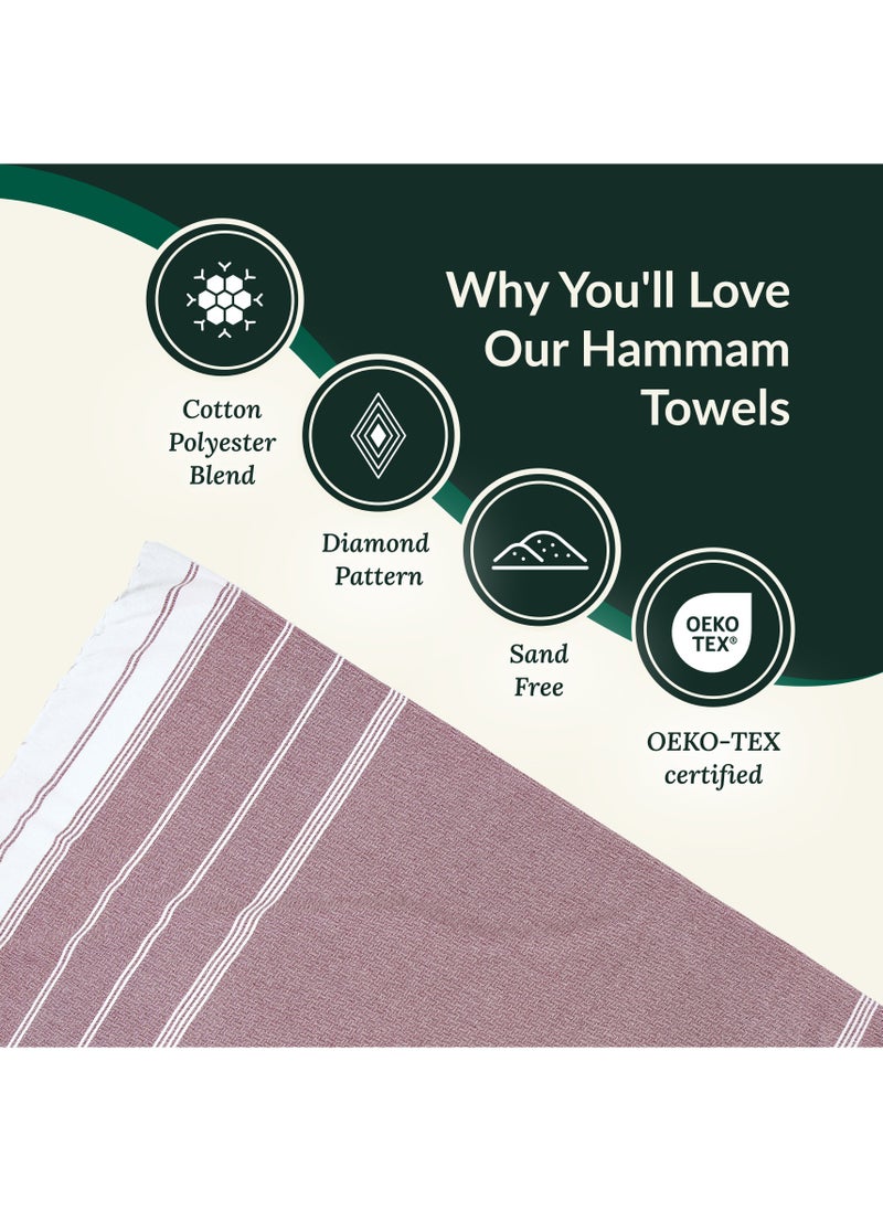 Cloud Scape Linen Turkish Beach Towel Set of 2, 39x71 inches Oversized Lightweight 100% Cotton Hammam Towel, Fire Brick  - Image 4