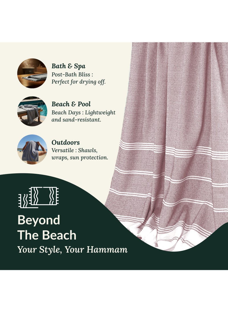 Cloud Scape Linen Turkish Beach Towel Set of 2, 39x71 inches Oversized Lightweight 100% Cotton Hammam Towel, Fire Brick  - Image 5