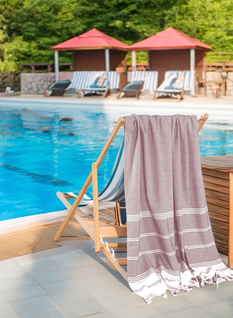 Cloud Scape Linen مجموعة من منشفتين شاطئ تركية، 39x71 بوصة، خفيفة الوزن 100% قطن، حمام، لون طوب ناري - Image 1