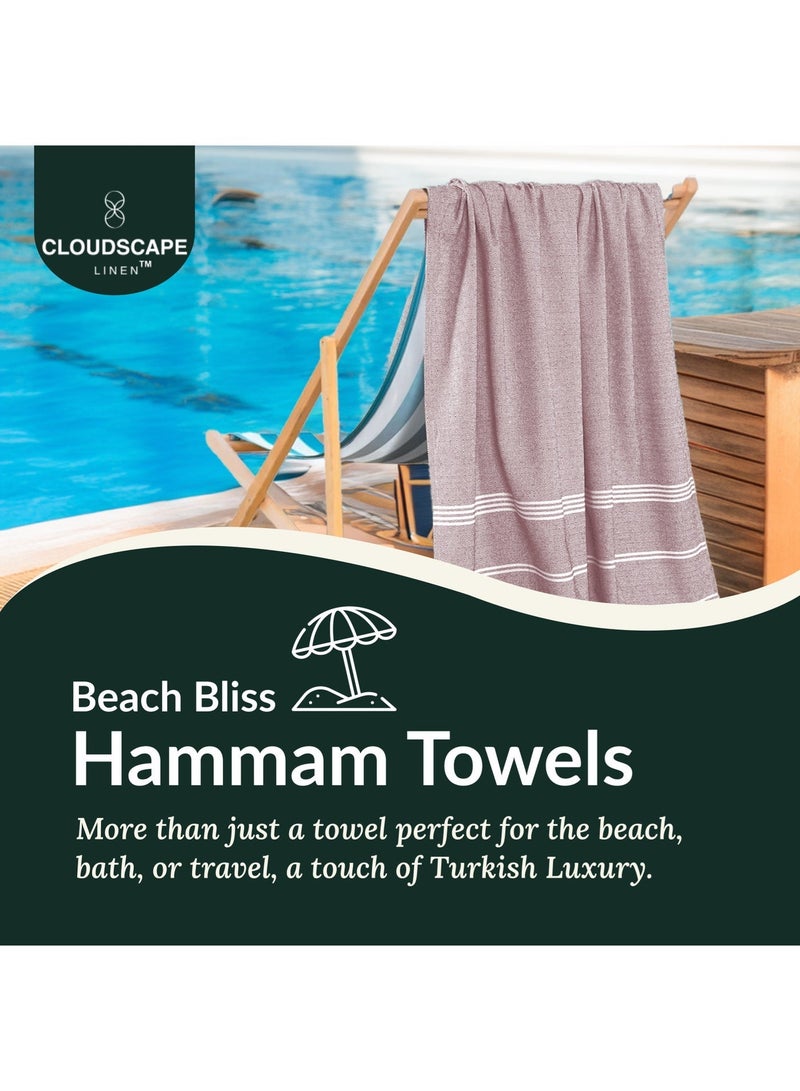Cloud Scape Linen مجموعة من منشفتين شاطئ تركية، 39x71 بوصة، خفيفة الوزن 100% قطن، حمام، لون طوب ناري - Image 2