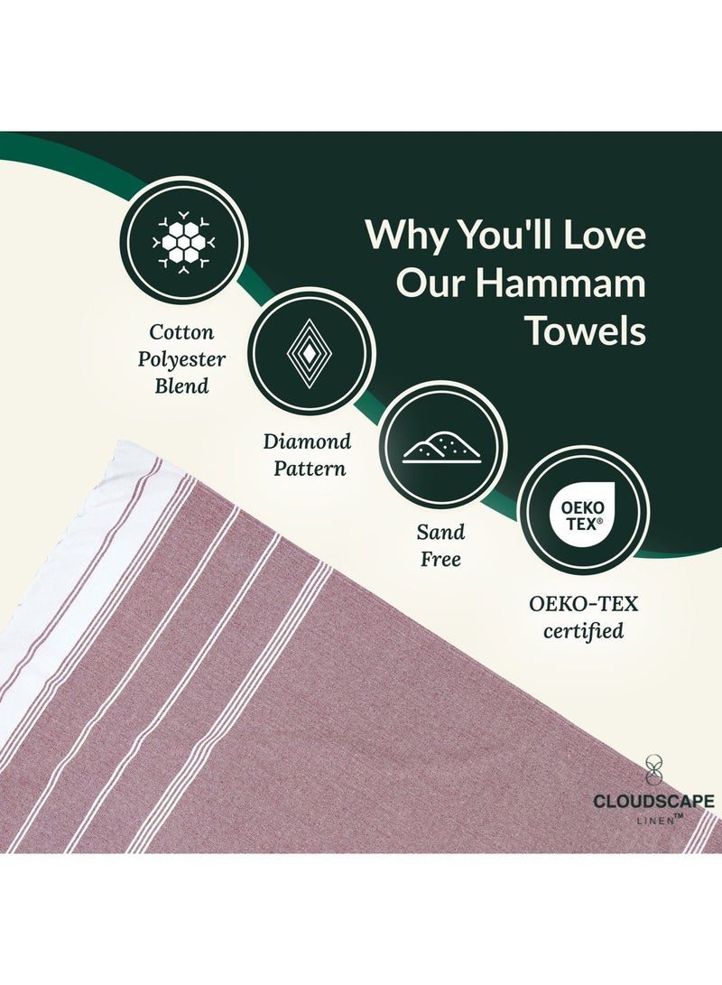 Cloud Scape Linen مجموعة من منشفتين شاطئ تركية، 39x71 بوصة، خفيفة الوزن 100% قطن، حمام، لون طوب ناري - Image 4