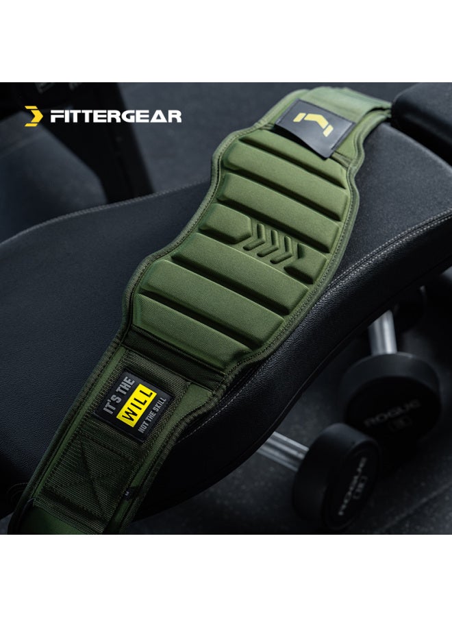 Fittergear Fitness Waist Belt For Men, Deadlift Squat Strength Training Weightlifting Back Support Belt, Advanced Military Green, Size S - Image 3