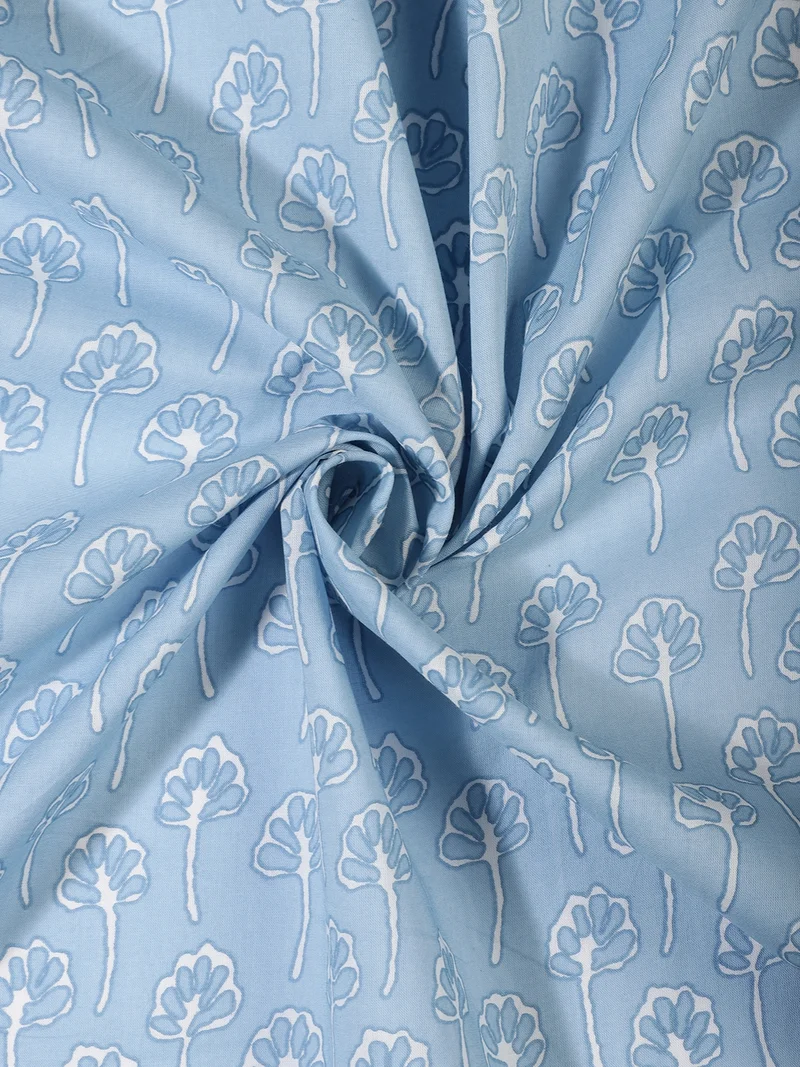 أيه كيه إس Cornflower Blue Floral Print Fabric One Meter
