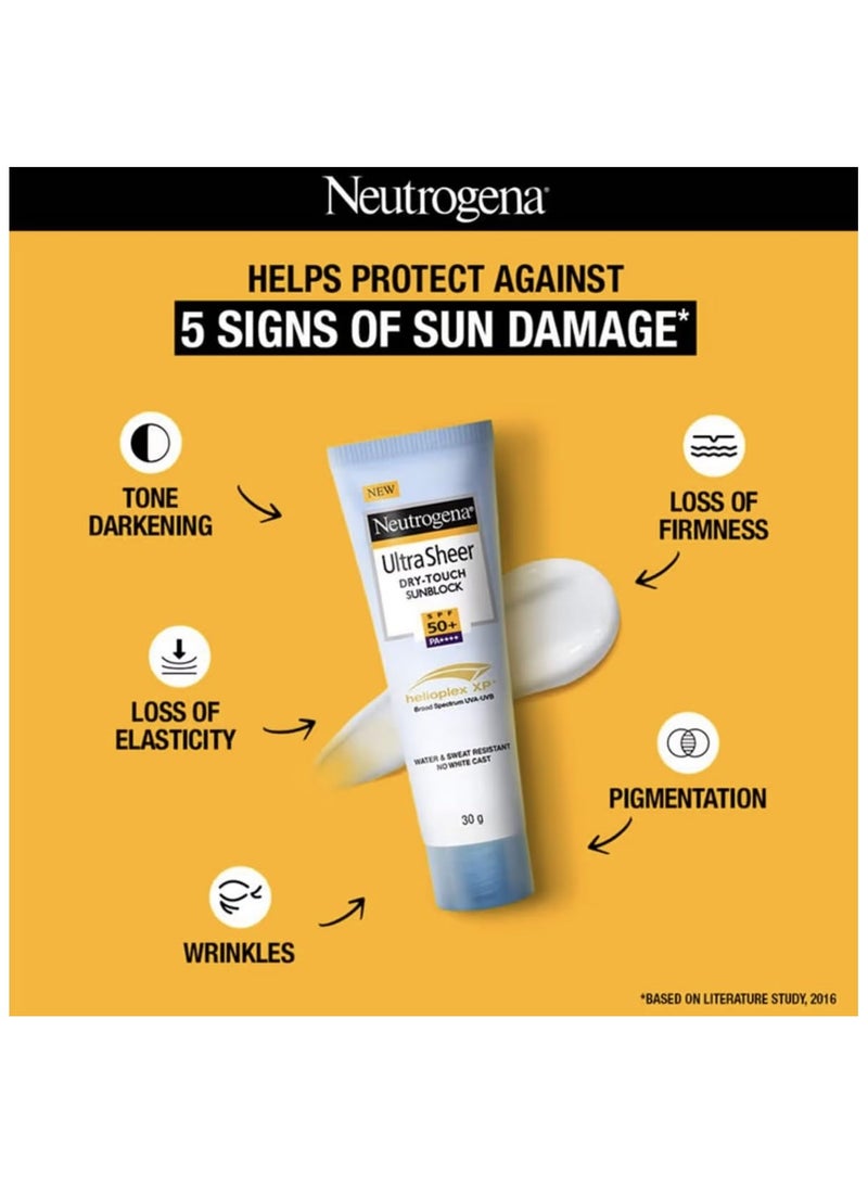 Neutrogena Ultra Sheer Sunscreen SPF 50+ for Oily, Dry & Sensitive Skin 30grams - Image 2
