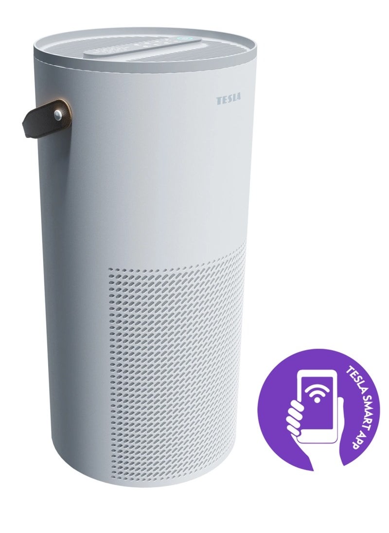 Smart Air Purifier S400 White with HEPA 13 3-in-1 Filter, UV Lamp & Ionization Works with Touch Screen & Google, Alexa & Tesla App
