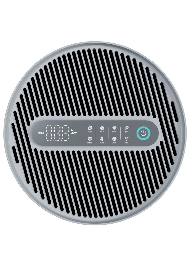 Smart Air Purifier S400 White with HEPA 13 3-in-1 Filter, UV Lamp & Ionization Works with Touch Screen & Google, Alexa & Tesla App