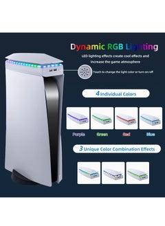 Flash Hawk PS5 Top Cooling Fan with 7 Modes RGB Light, Low Noise Cooler Compatible with Playstation 5 White  - Image 3