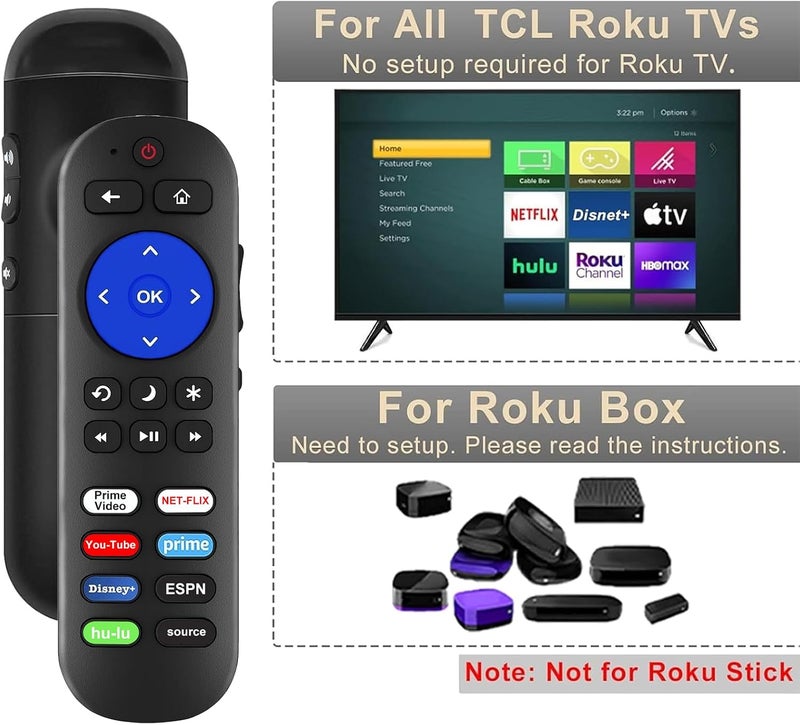 Yimaut TV Base Stand and Remote Control for All TCL Roku TV, TV Stand Legs for TCL Roku TV Legs 32” 40” 43" 49” 50” 55” TV, Remote for Roku Players and TCL Roku TVs - 32S321 40S325 43S303 50S425 55S525 - Image 3