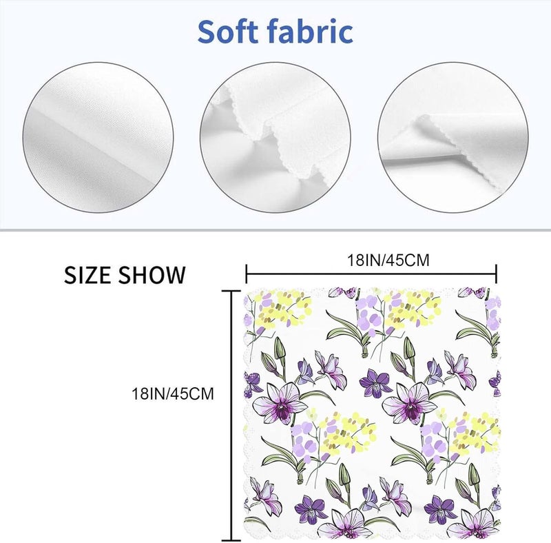 Yibeas Purple Floral Cloth Napkins Set of 4 Different Flowers and Leaves Seamless Pattern Polyester Kitchen Dinner Napkins for Holiday Festive Wedding Decor 18 x 18 inch - Image 2