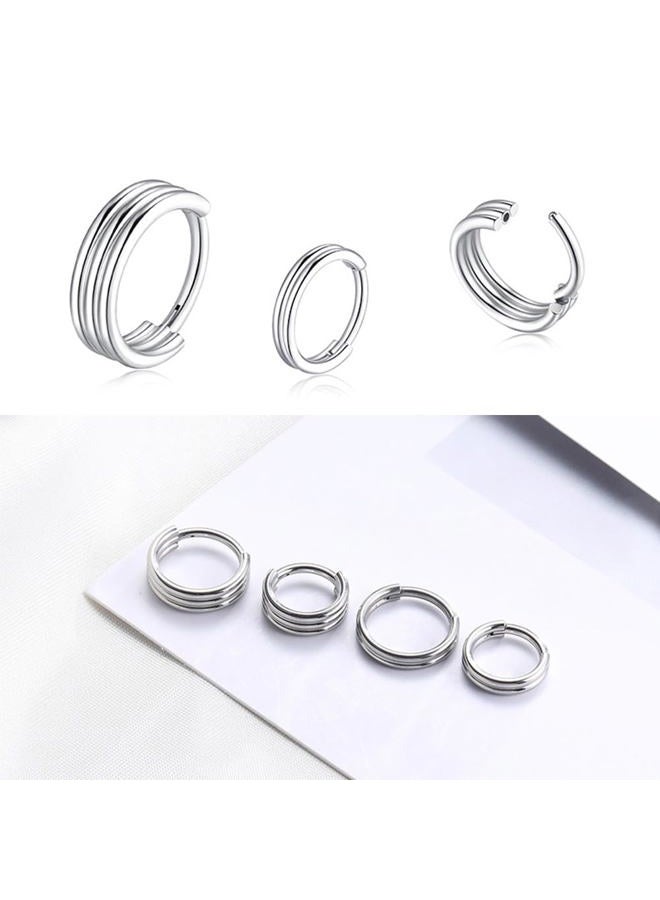 SEEDRILL 16G Cartilage Earrings for Women Men 316L Surgical Steel Conch Helix Rook Tragus Daith Labret Piercing Jewelry 8mm 10mm Double/Triple Hoop Septum Rings Hypoallergenic Lip Rings, 3pcs-16G-8mm - Image 5