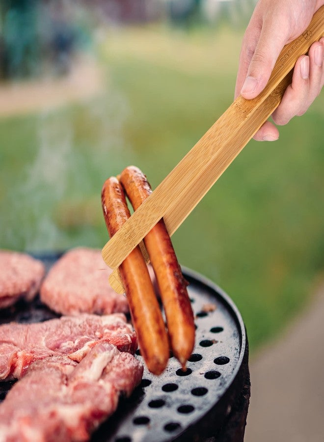 laboos Long Bamboo Cooking Tongs (11.8”) - Natural Wood Kitchen Tongs with Enhanced Grip for BBQ, Serving, Toast, Camping & Grill - Lightweight & Nonstick Safe | Set of 2 - Image 5