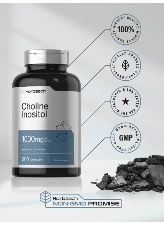 Horbaach Horbäach Choline Gluten-Free Inositol Supplement - 1000Mg (200 Capsules)  - Image 5