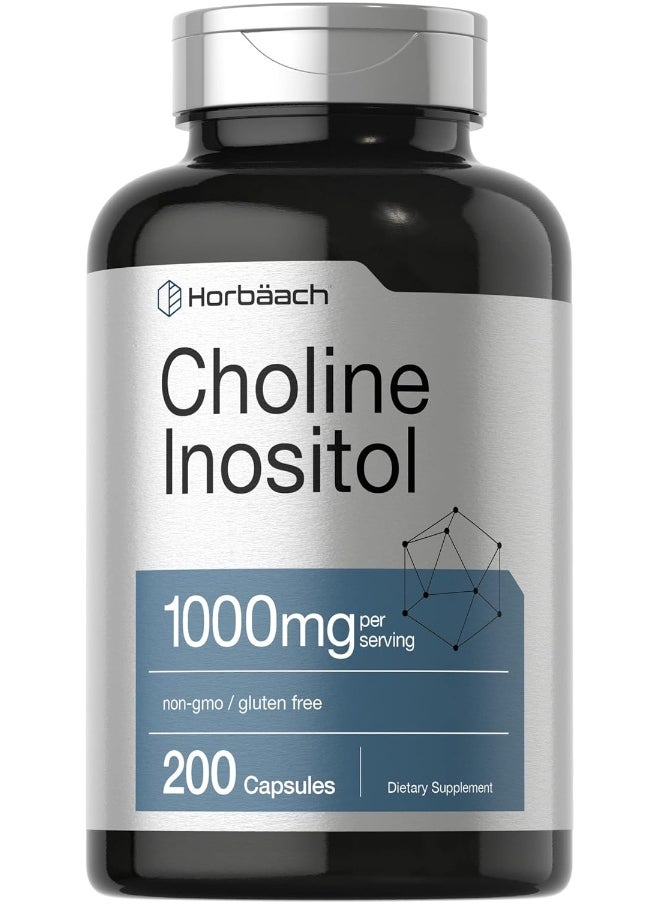 Horbaach Horbäach Choline Gluten-Free Inositol Supplement - 1000Mg (200 Capsules)  - Image 1