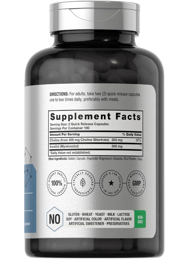 Horbaach Horbäach Choline Gluten-Free Inositol Supplement - 1000Mg (200 Capsules)  - Image 2