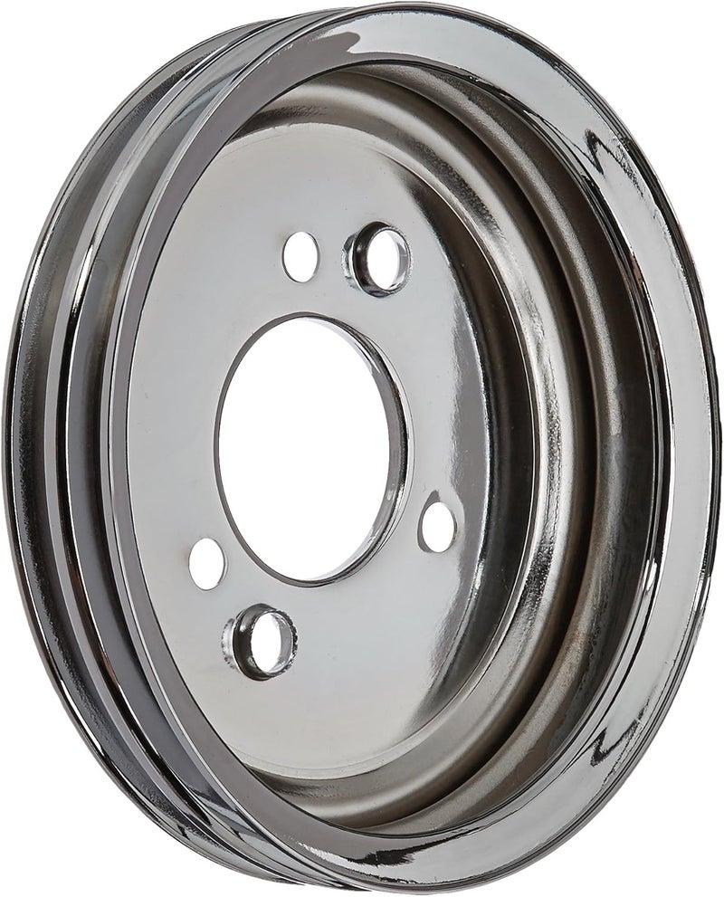 Racing Power R9816 Chrome Double Groove Crankshaft Pulley for Long Water Pump