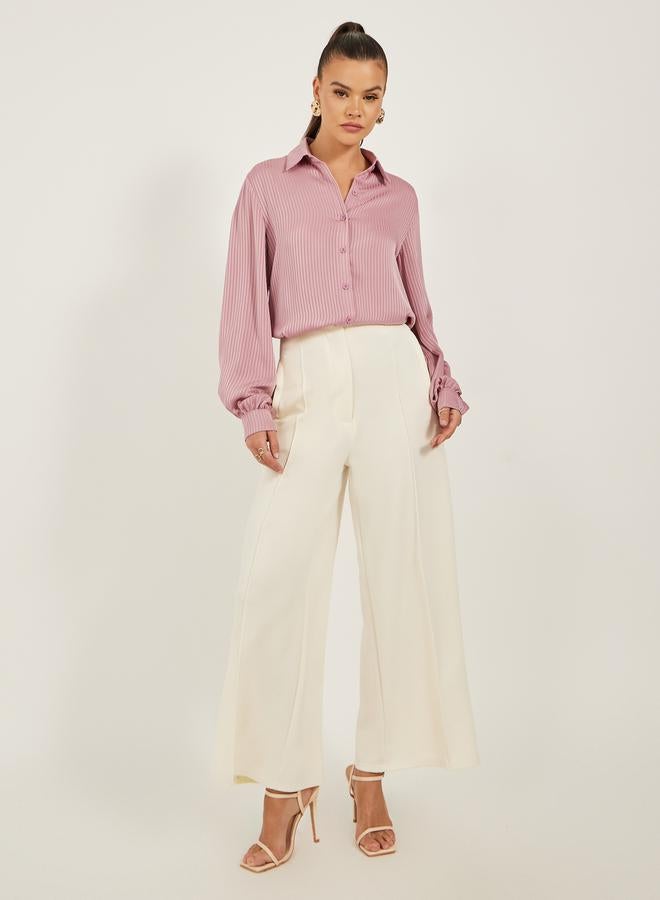 ستايلي قميص بأكمام بالون مخططة بقصة عادية - Image 2