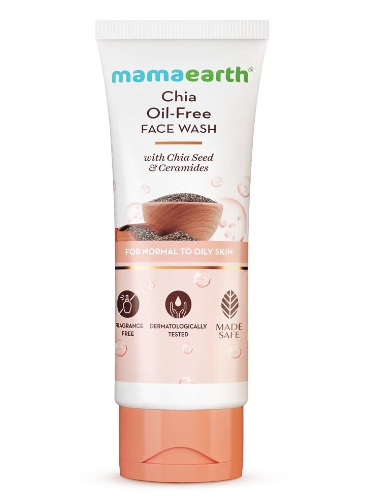 Mama Earth Chia Oil-Free Face Wash with Chia Seed & Ceramides | For Normal to Oily Skin | Co-Created with Dermats | Strengthens Skin's Natural Barrier | Oil-Free Formula | Cleanses Deeply | Fragrance & Soap Free | 100 ml - Image 1
