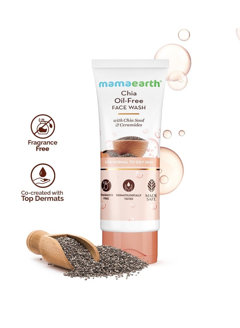 Mama Earth Chia Oil-Free Face Wash with Chia Seed & Ceramides | For Normal to Oily Skin | Co-Created with Dermats | Strengthens Skin's Natural Barrier | Oil-Free Formula | Cleanses Deeply | Fragrance & Soap Free | 100 ml - Image 3