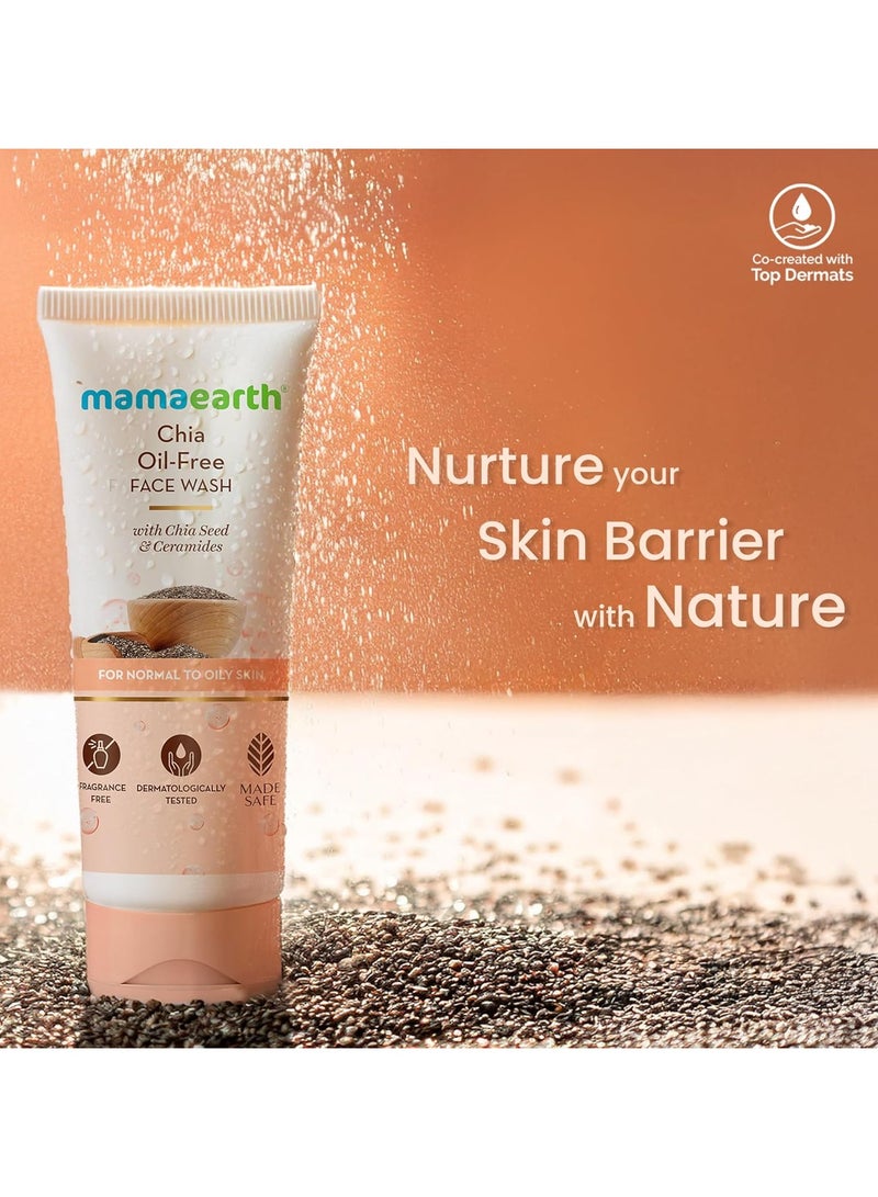 Mama Earth Chia Oil-Free Face Wash with Chia Seed & Ceramides | For Normal to Oily Skin | Co-Created with Dermats | Strengthens Skin's Natural Barrier | Oil-Free Formula | Cleanses Deeply | Fragrance & Soap Free | 100 ml - Image 2