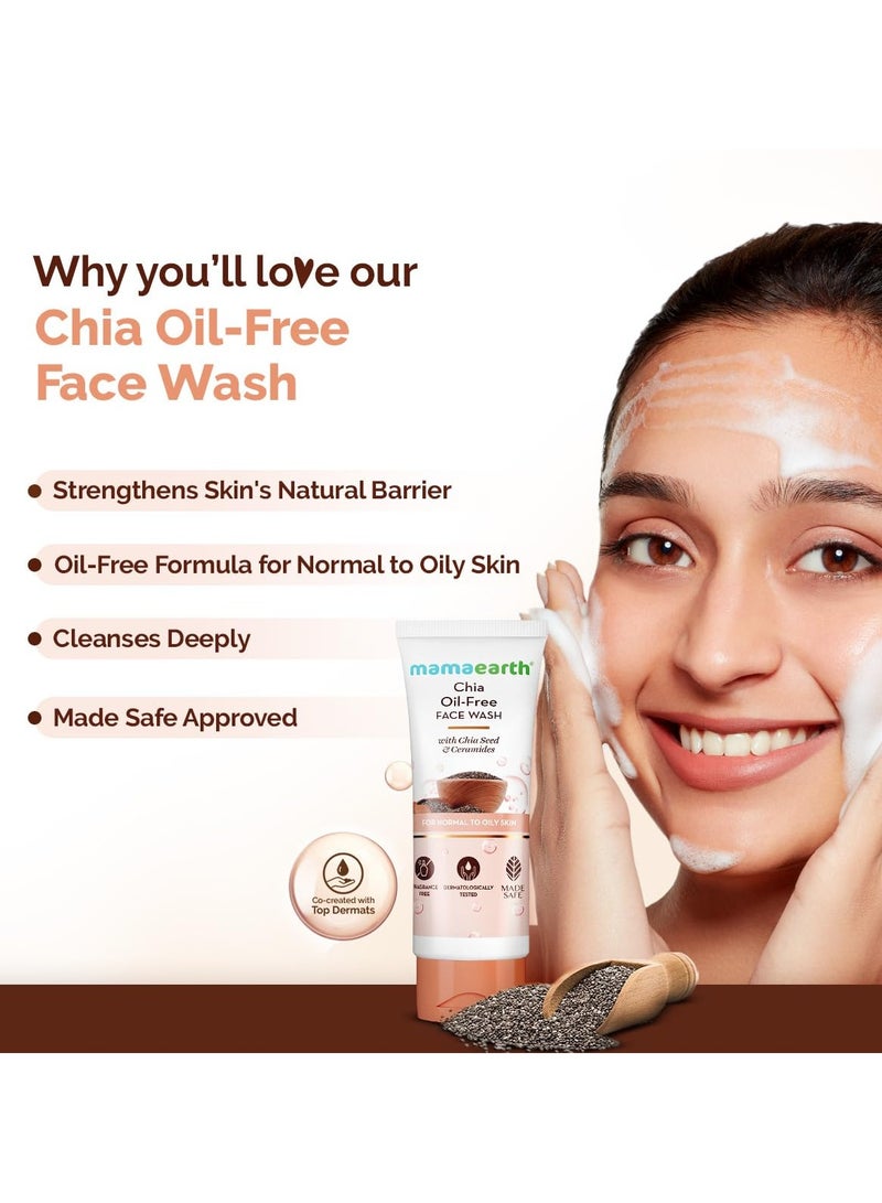 Mama Earth Chia Oil-Free Face Wash with Chia Seed & Ceramides | For Normal to Oily Skin | Co-Created with Dermats | Strengthens Skin's Natural Barrier | Oil-Free Formula | Cleanses Deeply | Fragrance & Soap Free | 100 ml - Image 5