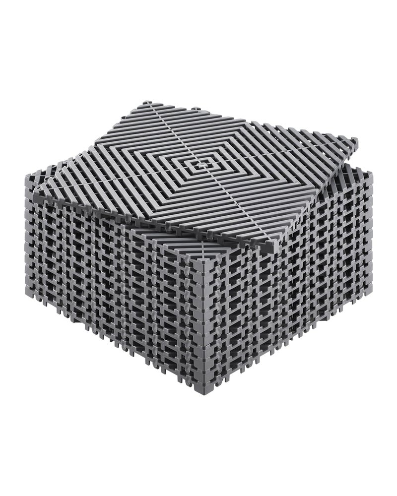 VEVOR Interlocking Drainage Mat 12 x 12 Modular Interlocking Cushion 12 Pcs Splicing Drainage Mats NonSlip PP Drainage Floor Tile and Shower Mat for Garage Garden Kitchen Outdoor Gray - Image 2