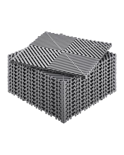 VEVOR Interlocking Drainage Mat 12 x 12 Modular Interlocking Cushion 12 Pcs Splicing Drainage Mats NonSlip PP Drainage Floor Tile and Shower Mat for Garage Garden Kitchen Outdoor Gray - Image 1