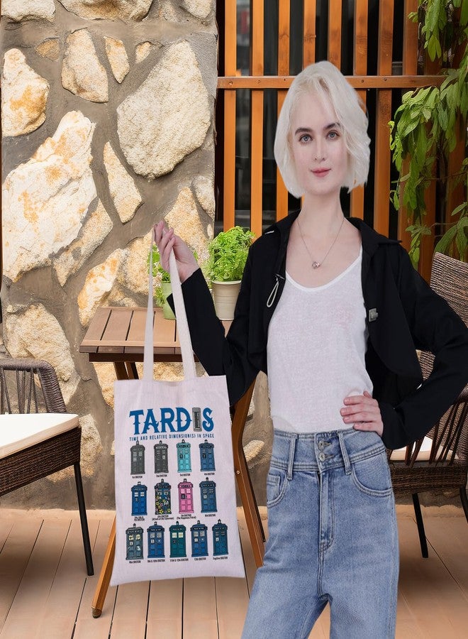 G2TUP Policeman Box Canvas Tote Bag Doctor Movie Fans Gift Police Box in Space Shoulder Bag Police Box Doctor Merch (Police Box Space TG) - Image 5