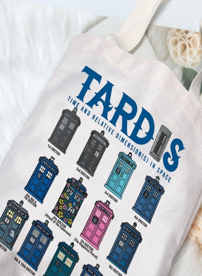 G2TUP Policeman Box Canvas Tote Bag Doctor Movie Fans Gift Police Box in Space Shoulder Bag Police Box Doctor Merch (Police Box Space TG) - Image 4