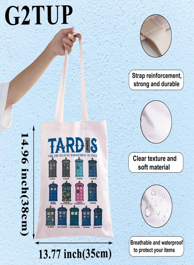 G2TUP Policeman Box Canvas Tote Bag Doctor Movie Fans Gift Police Box in Space Shoulder Bag Police Box Doctor Merch (Police Box Space TG) - Image 2
